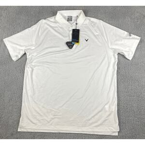 Callaway Men's XL White Solid Opti-Dri Swing Tech Short Sleeve Golf Polo Shirt